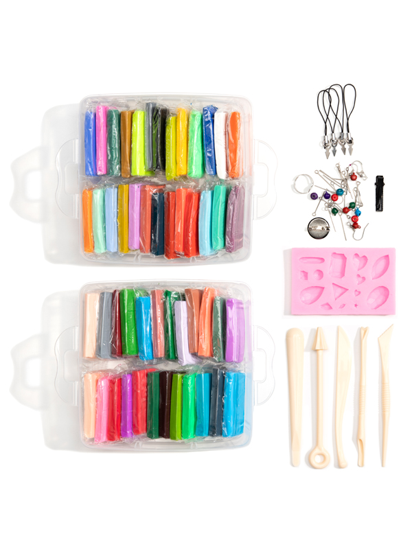DIY Polymer Clay Jewelry Making Kit with Case, Tools, Molds